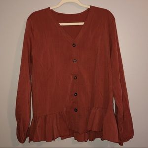 Burnt Orange Button Top